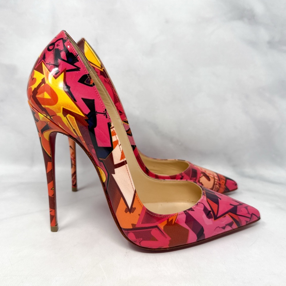NEW Christian Louboutin Pigalle Follies Metrograf Patent Pointed Toe Pump Heels